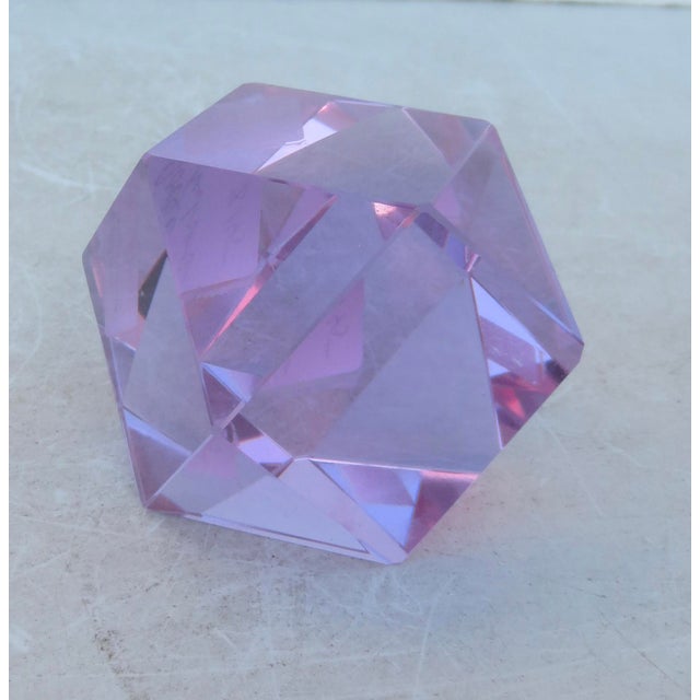 Dodecahedron Amethyst Crystal Paperweight For Sale - Image 4 of 6