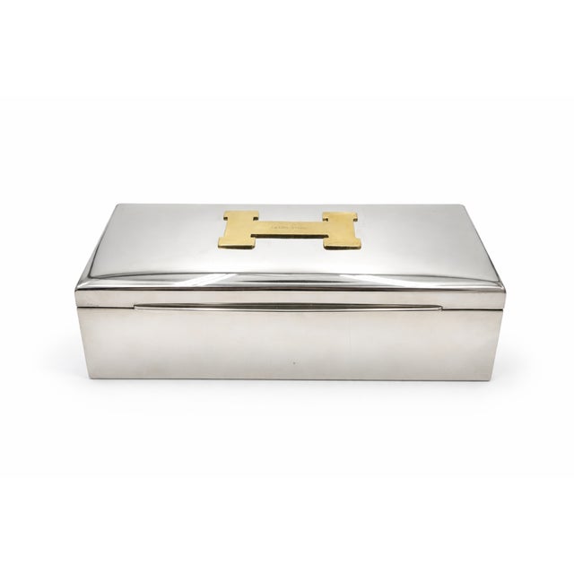 Mid 20th Century Vintage Hermes Paris H Box Jewelry Trinket Silverplate For Sale - Image 9 of 10