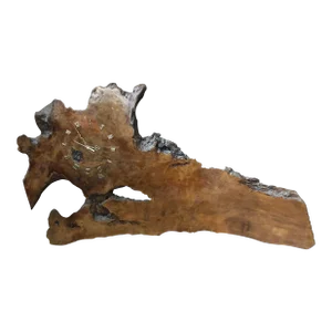 1990's Vintage Handmade Brutalist Organic Sculpted Burl Wood Art Wall Clock