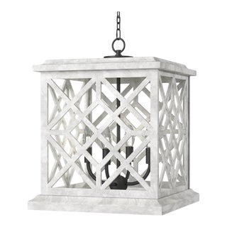 Regina Andrew Chatham Wood Lantern, White For Sale
