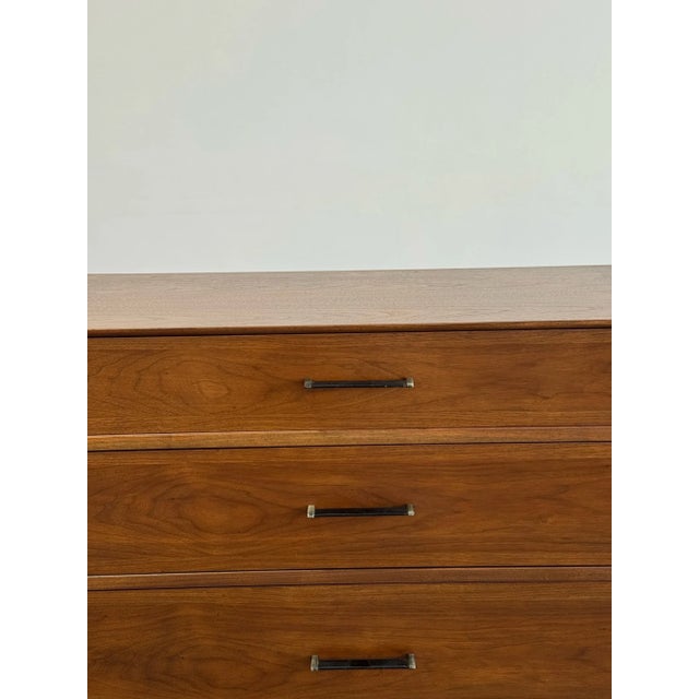 1960s Minimal Highboy Dresser in Walnut For Sale - Image 11 of 12