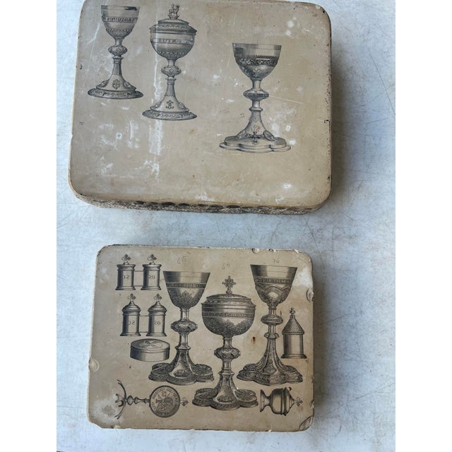Mid 20th Century Vintage Stone With Antique Chalice Print for Display For Sale - Image 5 of 5