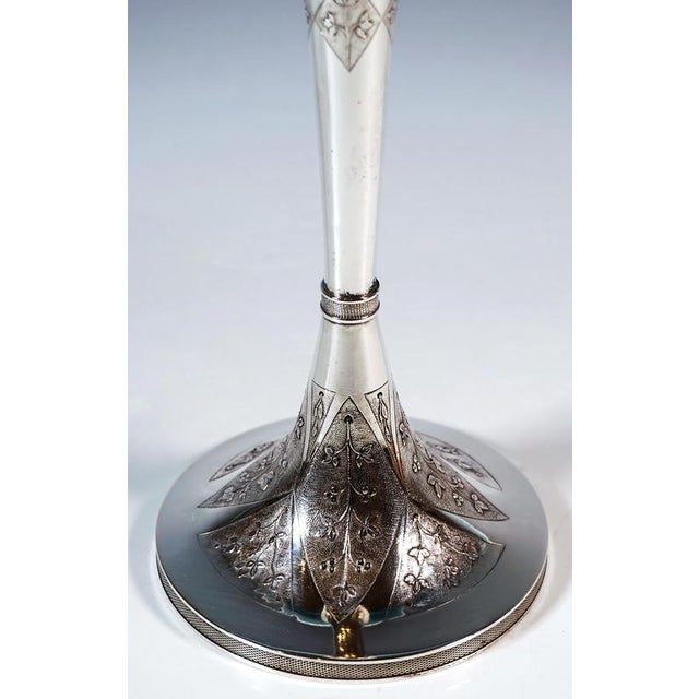 Early 19th Century Empire Silver Candleholders with Floral Decor by Johann Gutmann, Vienna, Austria, 1804, Set of 2 For Sale - Image 5 of 8