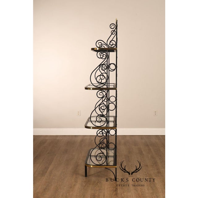 Morecraft French Country Style Wrought Iron And Glass Étagère For Sale - Image 11 of 18