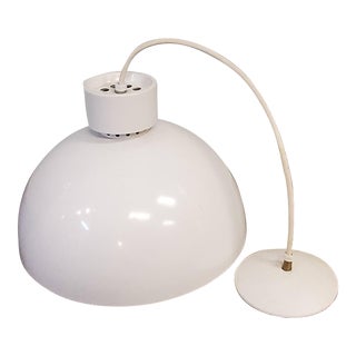 60's Lightolier White Glossy Dome Pendant Light For Sale