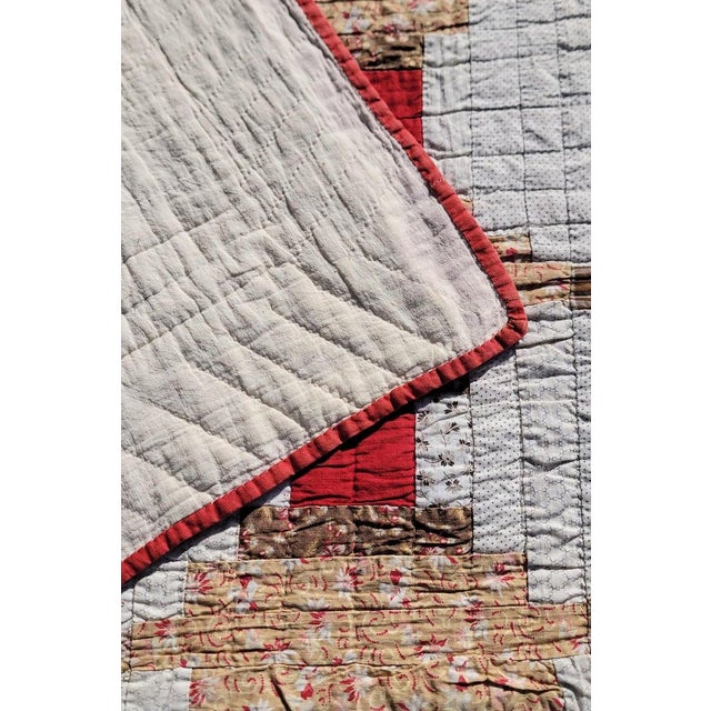 Textile Log Cabin Variation Quilt For Sale - Image 7 of 7