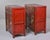 Late 19th Century Pair of 19th Century Chinese Gansu Red-Painted Cabinets With Polychrome Floral Decoration For Sale - Image 5 of 13