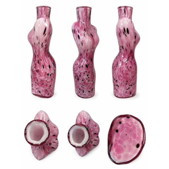Murano Vintage Pink Murano-Style Art Glass Female Torso Vase For Sale - Image 4 of 6