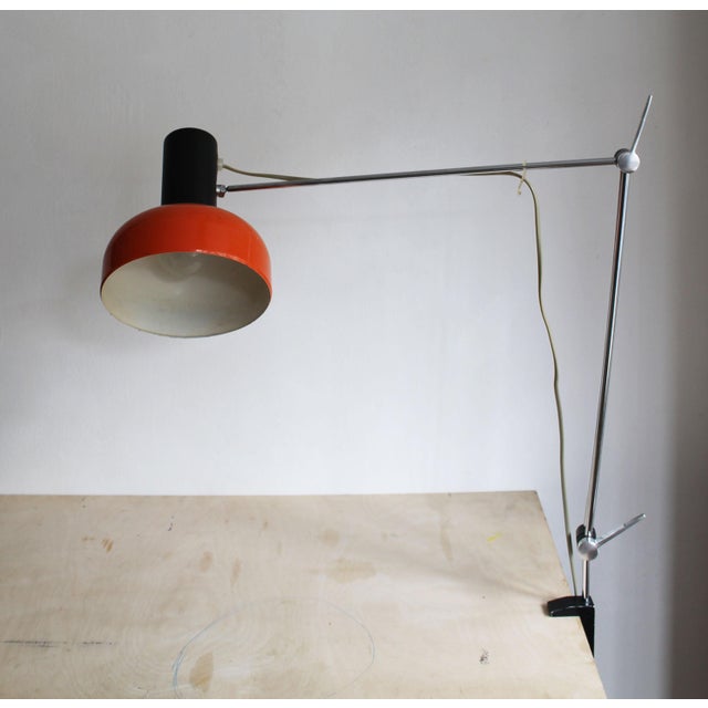 Adjustable Orange Clamp Desk Lamp by Napako, 1960s For Sale - Image 13 of 15