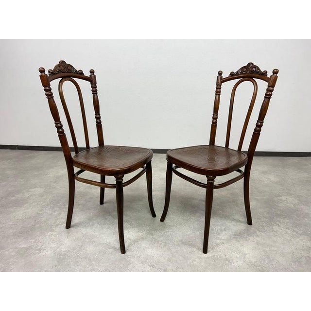Bentwood dining room chairs by Thonet Austria in very nice original condition with signs of use. This piece is attributed...