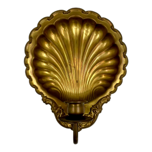 Vintage Brass Scallop Shell Candle Wall Sconce
