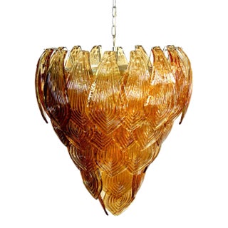 Murano Felci Chandelier 52 Amber Glass For Sale