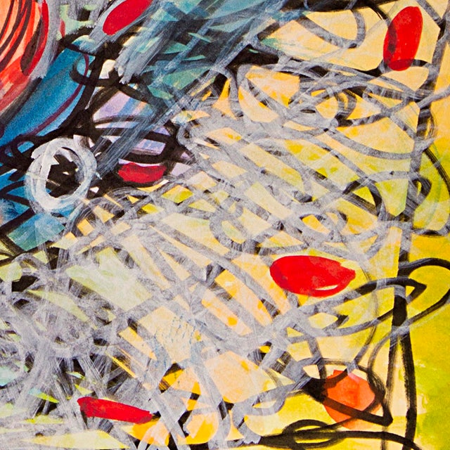 White Flower – Abstract Circular Composition With Dynamic Linework in Oil Markers and Acrylics on Paper – 18 X 24 In For Sale - Image 9 of 9