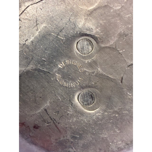 Silver Vintage Hand Wrought Aluminum Handled Serving Tray With Floral Motif For Sale - Image 8 of 8