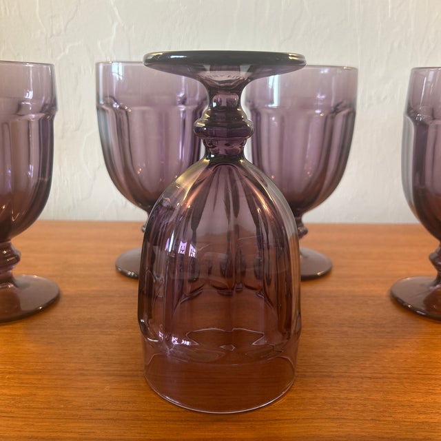Mid-Century Modern 1970s Libbey Gibraltar Purple Goblets- Set of 6 For Sale - Image 3 of 7