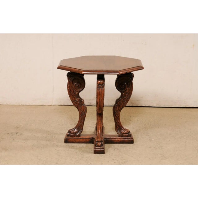 Mid 20th Century English Octagonal Table with Animal Legs For Sale - Image 9 of 11
