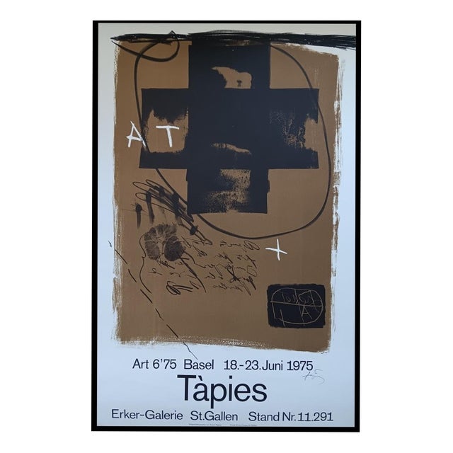 Original Hand-Signed Art Basel6'75 Exhibition Poster by Antoni Tapies For Sale