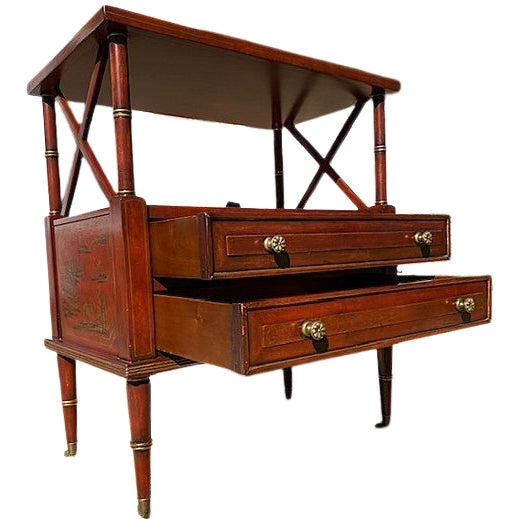 Chinoiserie Chinoiserie Style Painted Server With Removable Tray by Century For Sale - Image 3 of 18