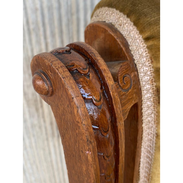 Early 20th Century Set of 4 Carved Dining Room Chairs in Louis XIII Style with Velvet Seat and Back For Sale - Image 6 of 18