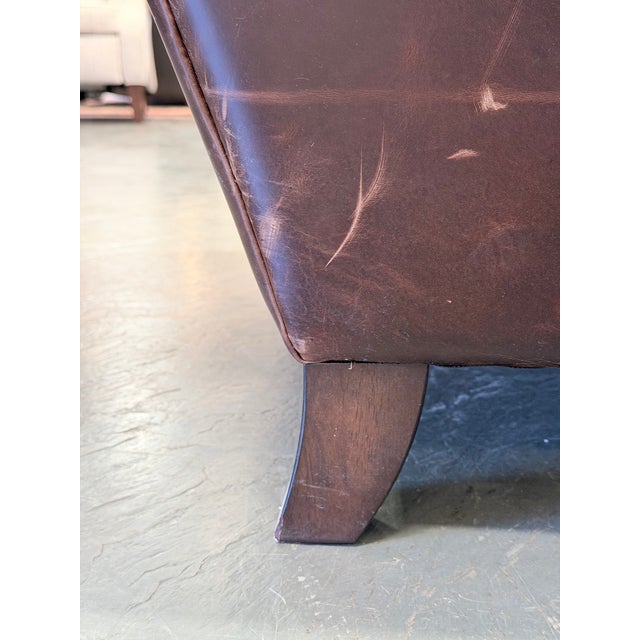 Brown Universal Furniture Carson Brown Top Grain Leather Accent Chair For Sale - Image 8 of 10