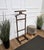 Vintage 1970s Italian wood dressboy valet stand, with classic carved column and pedestals.