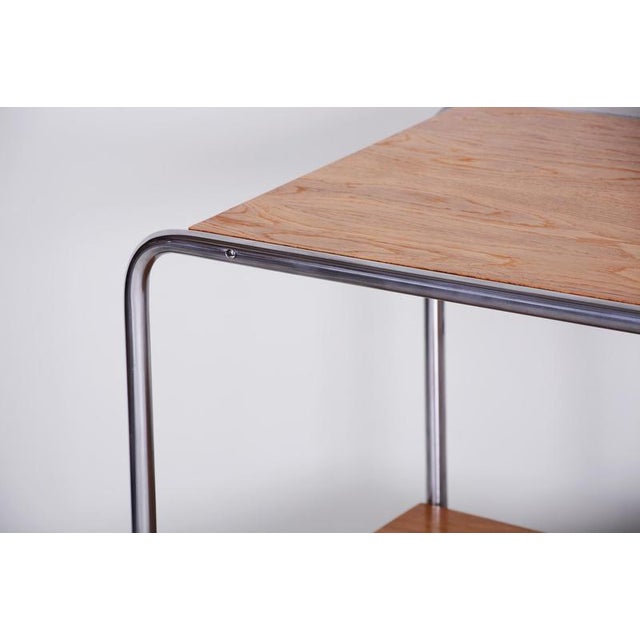 Wood Small Czech Bauhaus Oak and Chrome Table, 1930s For Sale - Image 7 of 9