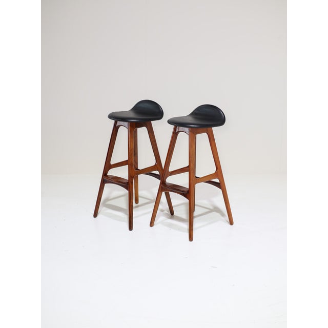 A set of two od-61 bar stools designed by erik buch for oddense maskinsnedkeri (odense møbler), denmark, 1960s. These high...