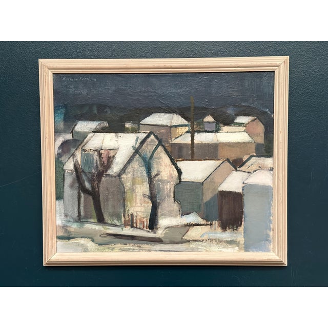 Helmer Forslund, Winter Night Over the City, 1950s, Oil on Canvas, Framed For Sale - Image 17 of 18