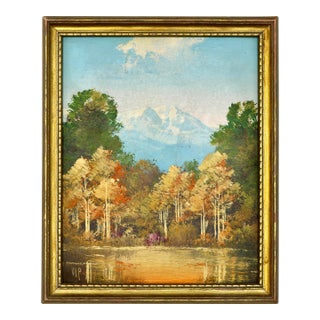 Mid-Century Miniature Rocky Mountain Landscape Oil Painting – Signed Wilson / VVP – Turner Art Gallery Provenance For Sale