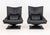Pair of Mathias Hoffmann for Rolf Benz Model 6500 Swivel Lounge Chairs, in black leather on square bases. 40" H x 35" W x...