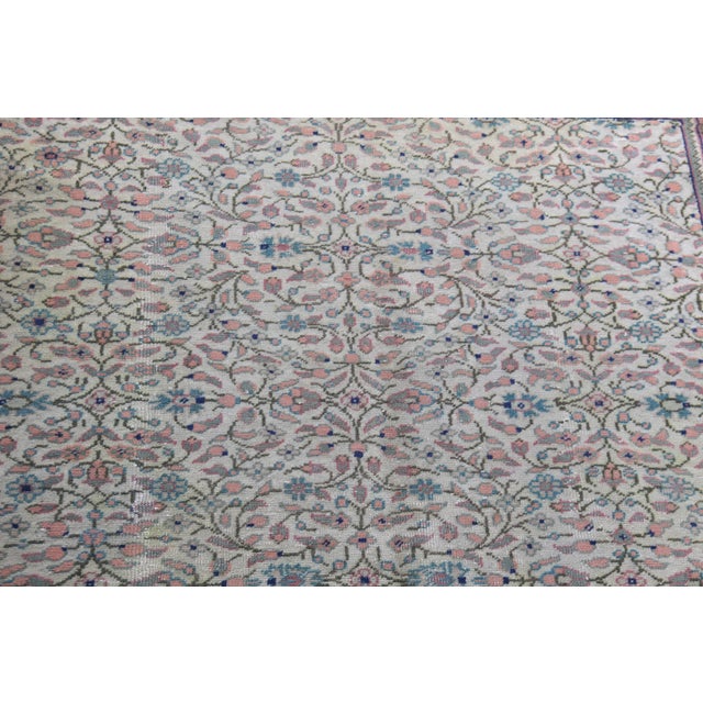 Textile Vintage Kayseri Hand-Knotted Wool on Cotton Rug With Traditional Floral Motifs -4' 9'' X 6' 9'' For Sale - Image 7 of 13