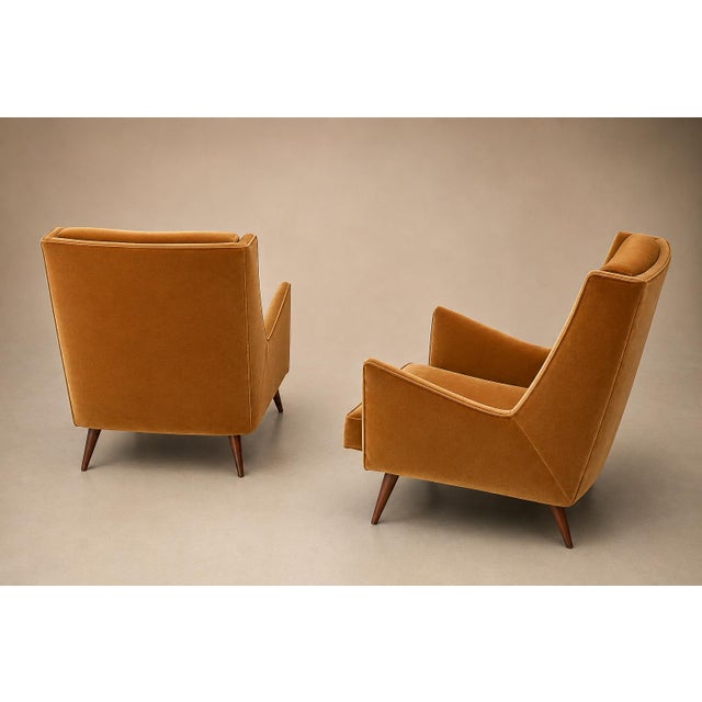 Brazilian Modern Pair of Camel Mohair Club Chairs in Hardwood, Att. To Novo Rumo, Brazil, 1960s For Sale - Image 12 of 14