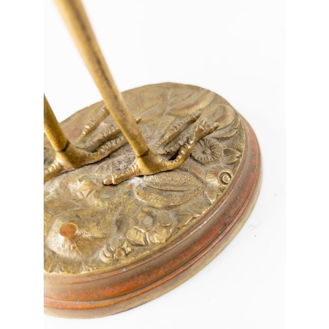 19th Century American Chinoiserie Brass Standing Crane Incense Holder for Mantle For Sale - Image 9 of 14