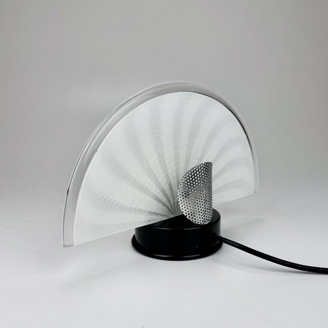 Metal Vintage Italian Halogen Fan Table Lamp in Murano Glass, 1990s For Sale - Image 7 of 9
