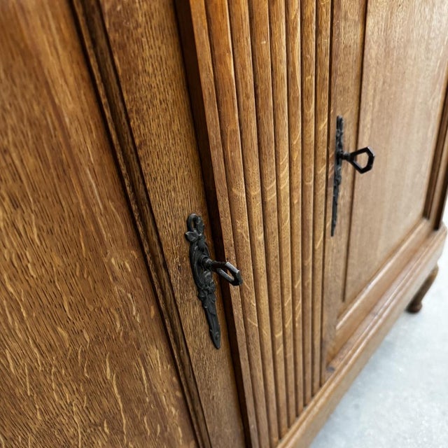 Art Deco Buffet in Oak and Royal Red Marble, 1920s For Sale - Image 4 of 14