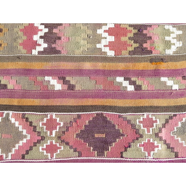 Textile Mid 20th Century Vintage Turkish Extra Long Hallway Kilim Area Runner Rug For Sale - Image 7 of 11