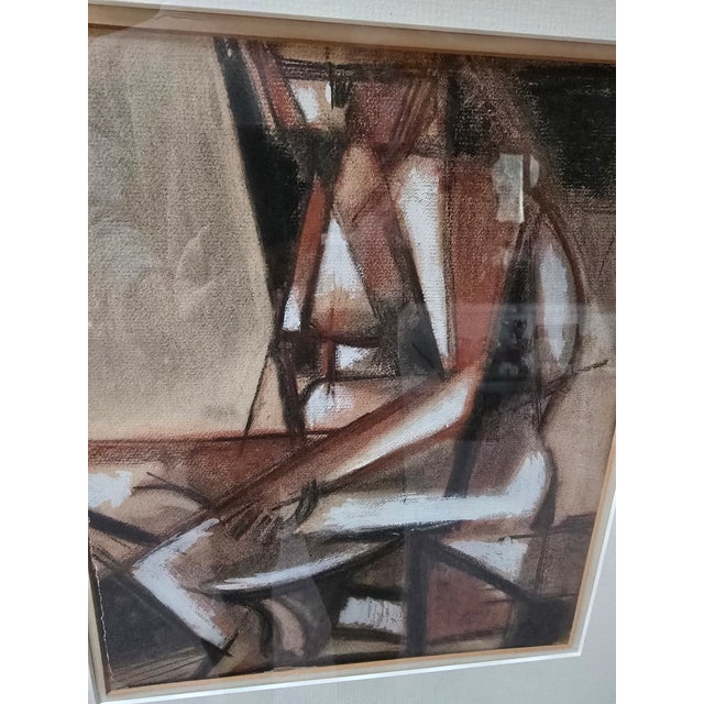 Paint 1950s Vintage Picasso-Style Cubist Mid Century Watercolor Painting, Framed For Sale - Image 7 of 12