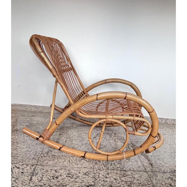 Vintage Boho Rocking Chair in Bamboo by Franco Albini for Veranda or Terrace, Italy, 1950s For Sale - Image 6 of 18