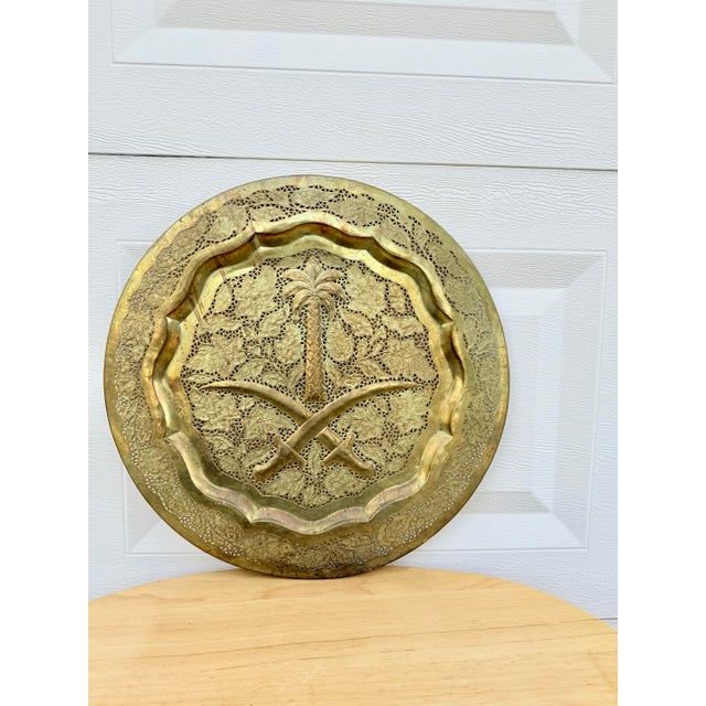 Vintage Mid Century Handmade Brass Arabian Tray For Sale - Image 9 of 9
