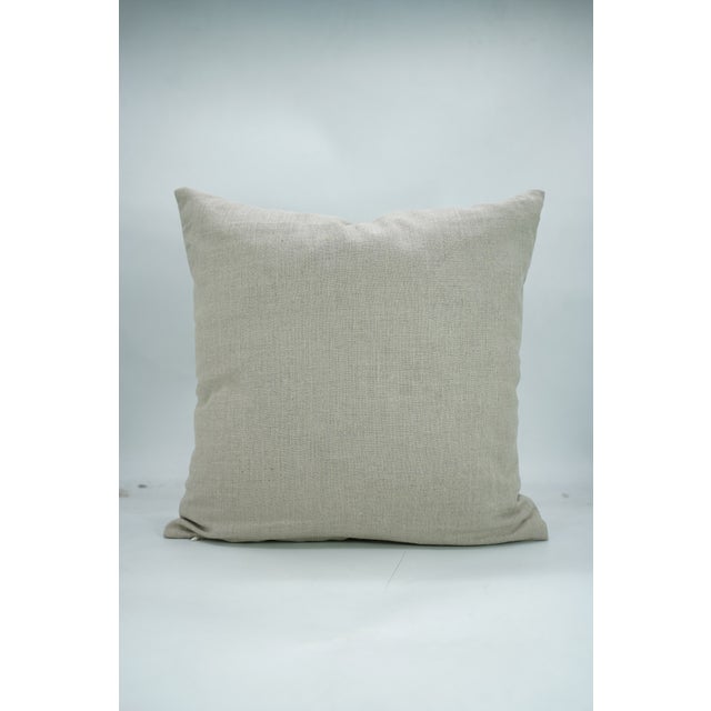 Mustard Fabdivine Gulmohar Handmade Block Print Pillow Cover Pure Linen Floral Decorative 26x26 Inches Cushion Cover For Sale - Image 8 of 9