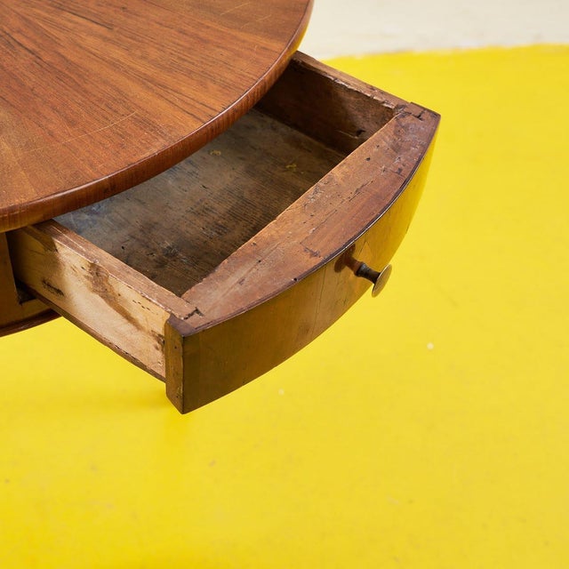 Round Wooden Table with Drawer For Sale - Image 3 of 12
