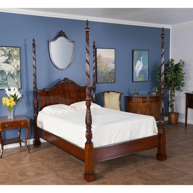 Niagara Furniture King Size Mahogany Four Poster Bedframe For Sale - Image 12 of 12