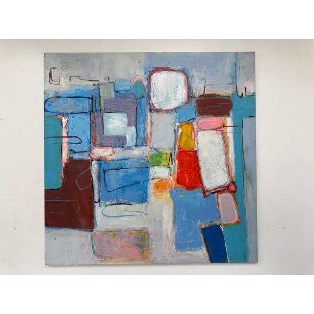 2020s Modern Multicolored Geometric Color Block Canvas - Original Acrylic Art For Sale - Image 5 of 9