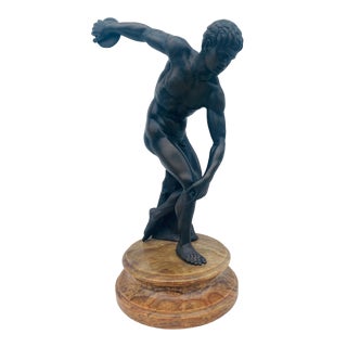 Mid Century Grand Tour Italian Bronze of a Male Nude Athlete For Sale
