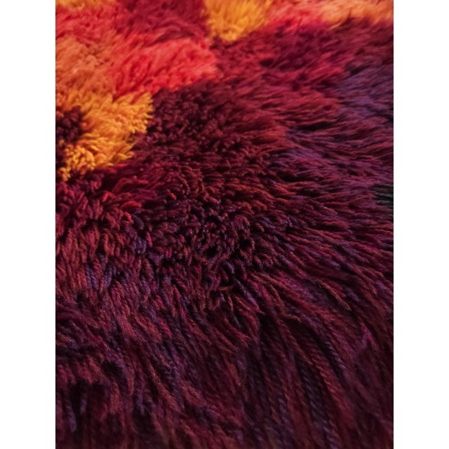 1970s Mid-Century Modern Handmade Rya Rug in Wool, Denmark, 1970s For Sale - Image 5 of 7