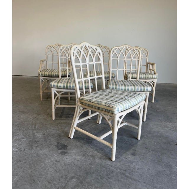 Classic McGuire leather-wrapped bamboo dining set. Great for a covered patio in your Carolina room or your Florida lanai....