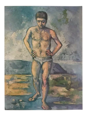 Vintage 1952 Authentic Lithograph Print "the Bather "After Paul Cezanne 1885