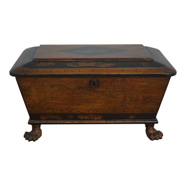 Neoclassical Dresser Top Jewelry Box W. Paw Feet For Sale