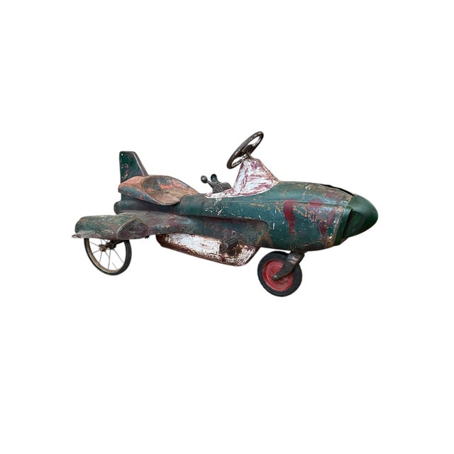 Vintage and Rare Metal Murray Atomic Folk Art Missile Pedal Car with Chain Drive (1950s). In fair condition with...
