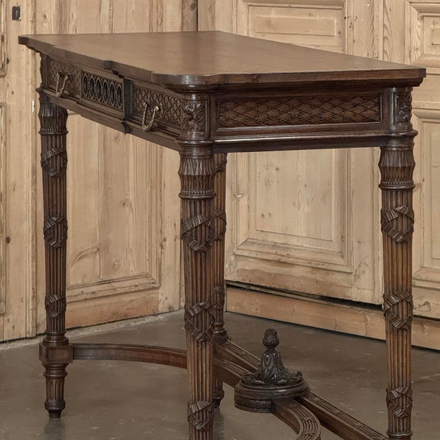 19th Century Country French Louis XVI Hand-Carved Walnut Console ~ Sofa Table For Sale - Image 13 of 18